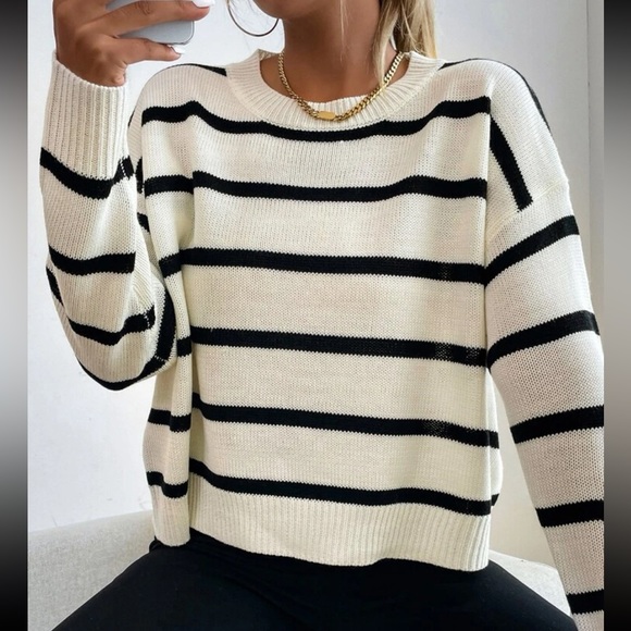Boho striped casual sweater top